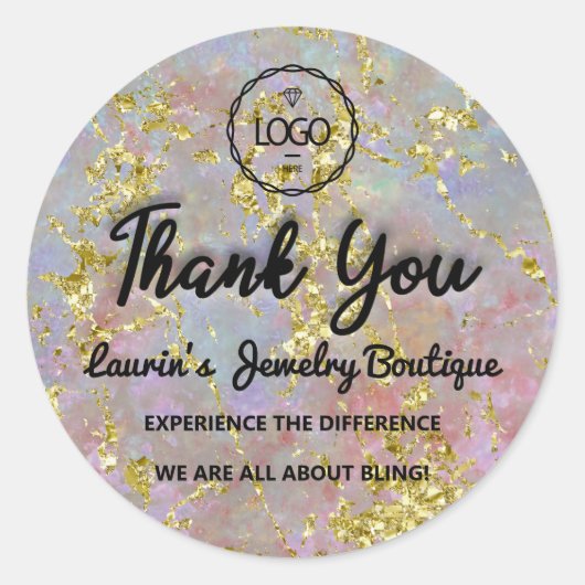 Thank Youスクリプト名カスタムバラ金ゴールド ラウンドシール (正面)