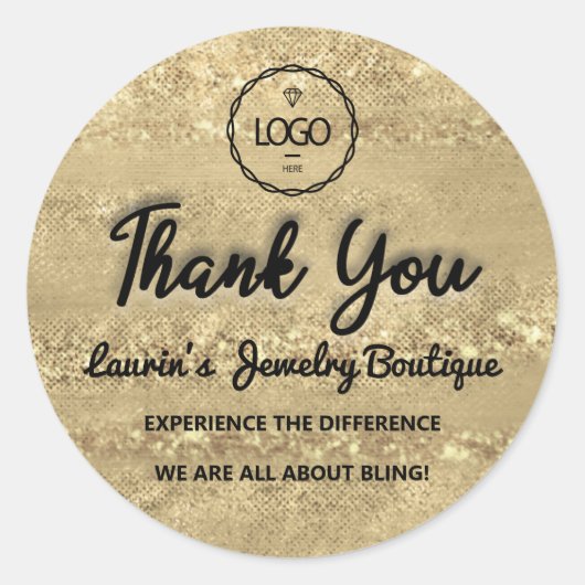 Thank Youスクリプト名カスタムロゴ金ゴールドショップ ラウンドシール (正面)