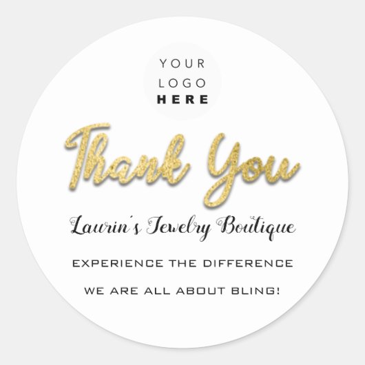 Thank Youスクリプト名店くもの巣ホワイト金ゴールド ラウンドシール (正面)