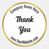 Thank Youスクリプト白黒金ゴールド会社名 ラウンドシール (正面)