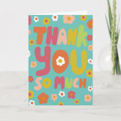 THANK YOUデイジーカラフルの曲線状のバブルレター カード (正面)