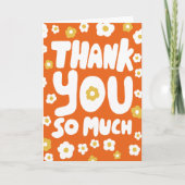 THANK YOUデイジーカラフルの曲線状のバブルレター カード (正面)