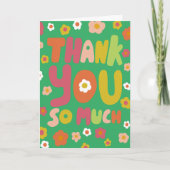 THANK YOUデイジーカラフルの曲線状のバブルレター カード (正面)