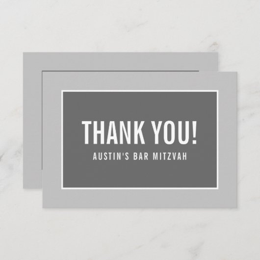 THANK YOUバルミツワーモダン edge幾何学的グレー サンキューカード (正面/裏面)