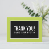 THANK YOUバー（ユダヤ教の）バル・ミツバーミニマリストライムブラック サンキューカード (スタンド正面)