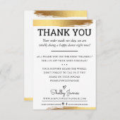 THANK YOUビジネス注文インサートモダン金ゴールドフォイル サンキューカード (正面/裏面)