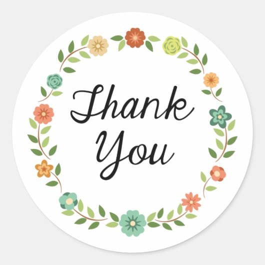 Thank Youフローラリースシール ラウンドシール (正面)