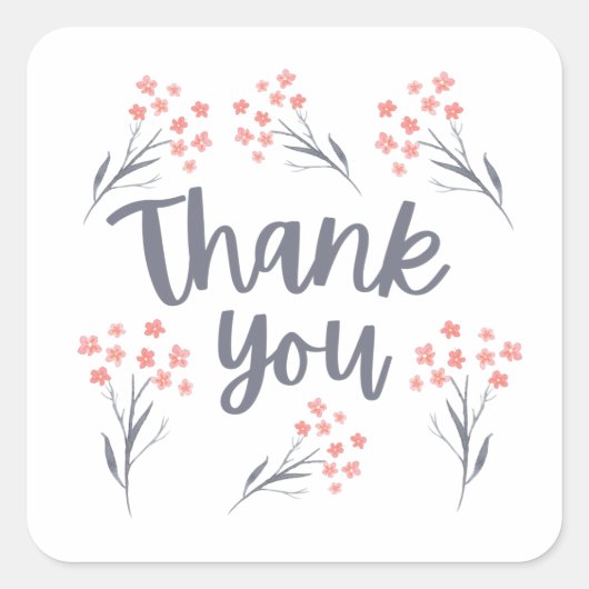 Thank Youフローラ封筒用シール スクエアシール (正面)