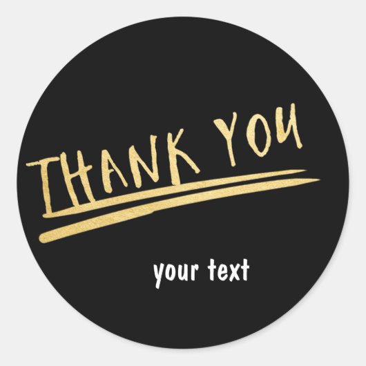 THANK YOUブラック&金ゴールドシックカスタムステッカー ラウンドシール (正面)