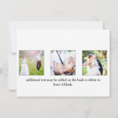 THANK YOUホワイトタイポグラフィ写真結婚のカード サンキューカード (裏面)