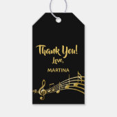 Thank Youミュージックノートの黒い金ゴールド名 ギフトタグ (正面)