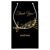 Thank Youミュージックノートの黒い金ゴールド名 スモールペーパーバッグ (裏面)