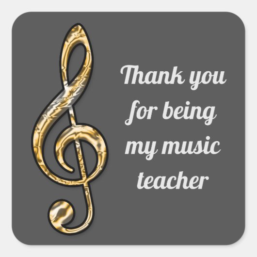 Thank Youミュージック先生インストラクター感謝 スクエアシール (正面)