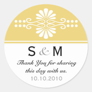 Thank Youモノグラム結婚式の引き出物ラベル ラウンドシール