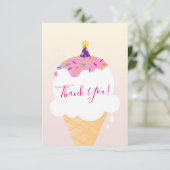 THANK YOUレトロモダンアイスクリームコーンパーティーピンク サンキューカード (スタンド正面)