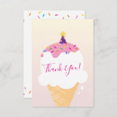 THANK YOUレトロモダンアイスクリームコーンパーティーピンク サンキューカード (正面/裏面)