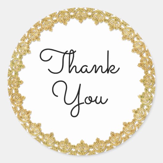 Thank Youヴィンテージカスタマイズ可能金ゴールドフレームステッカー ラウンドシール (正面)
