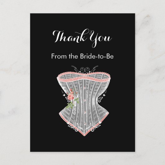 Thank Youヴィンテージコルセット個人ブライダルシャワー ポストカード (正面)
