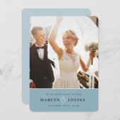 THANK YOU写真かわいいアンパサンドエレガントダスティブルー サンキューカード (正面/裏面)