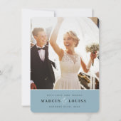 THANK YOU写真かわいいアンパサンドエレガントダスティブルー サンキューカード (正面)