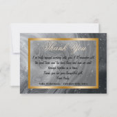 Thank You同僚とグレー大理石、金ゴールドフレーム ノートカード (正面)