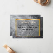 Thank You同僚とグレー大理石、金ゴールドフレーム ノートカード (正面/裏面インサイチュ)