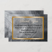 Thank You同僚とグレー大理石、金ゴールドフレーム ノートカード (正面/裏面)