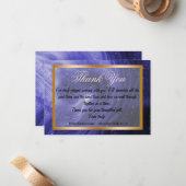 Thank You同僚とダークブルー大理石、金ゴールドフレーム ノートカード (正面/裏面インサイチュ)