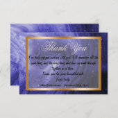Thank You同僚とダークブルー大理石、金ゴールドフレーム ノートカード (正面/裏面)