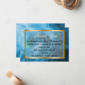 Thank You同僚とライトブルー大理石、金ゴールド ノートカード (正面/裏面インサイチュ)