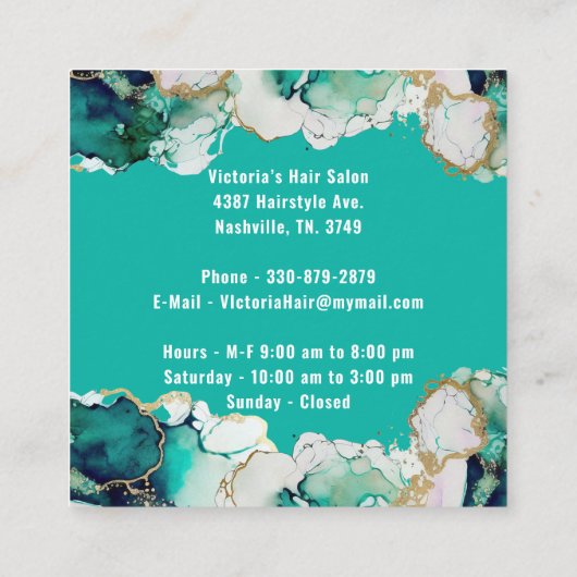 Thank You抽象芸術グリーンエレガントビジネス スクエア名刺 (裏面)