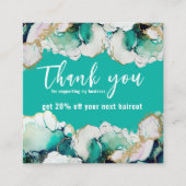 Thank You抽象芸術グリーンエレガントビジネス スクエア名刺 (正面)