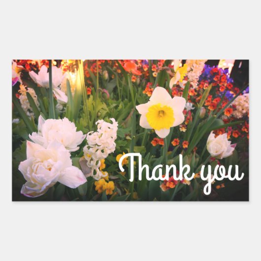 Thank You春の花#1-1スタンプ 長方形シール (正面)