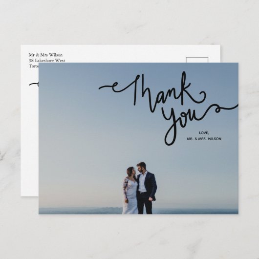 Thank You書道シックエレガント写真はがき ポストカード (正面/裏面)