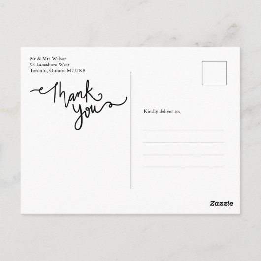 Thank You書道シックエレガント写真はがき ポストカード (裏面)