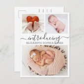 Thank You書道3写真コラージュ誕生 案内ポストカード (正面/裏面)