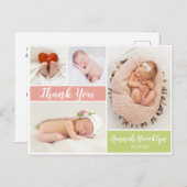 Thank You書道4写真コラージュ誕生 案内ポストカード (正面/裏面)