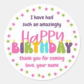 Thank You'来s誕生日カラフル Candle ラウンドシール (正面)