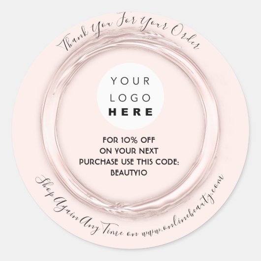 Thank You注文のカスタムロゴ名割引コード ラウンドシール (正面)
