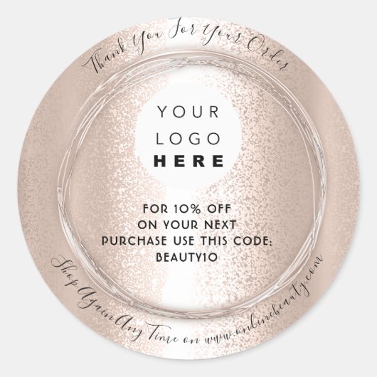 Thank You注文ロゴ割引コードバラVIP ラウンドシール (正面)