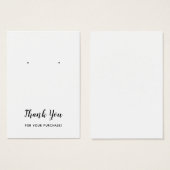 Thank You白いシンプルイヤリングディスプレイカード (正面&裏面)