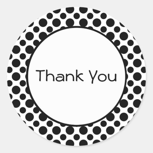 Thank You白黒水玉模様シール ラウンドシール (正面)