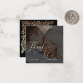 Thank You'結婚'sカスタム Photo金ゴールドブラックカード ノートカード (正面/裏面インサイチュ)