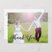 THANK YOU'結婚's Blackタイポグラフィ写真はがき ポストカード (正面/裏面)
