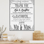 Thank you'結婚's sign Black & White ポスター (キッチン)