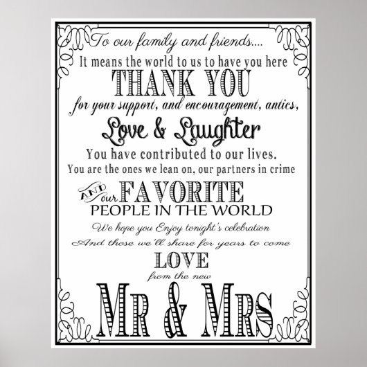 Thank you'結婚's sign Black & White ポスター (正面)
