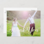 THANK YOU'結婚's Whiteタイポグラフィ写真はがき ポストカード (正面/裏面)