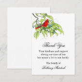 Thank You葬式カード、手足の（鳥）ショウジョウコウカンチョウ ノートカード (正面/裏面)