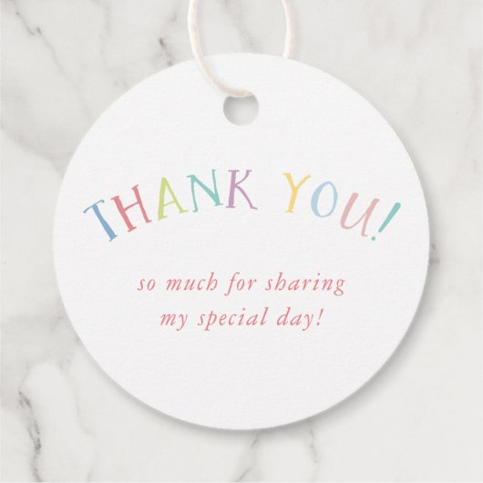 THANK YOU虹の文字パステルかわいらしカラー フェイバータグ (裏面)