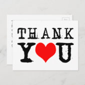 Thank You赤いハートのカスタマイズ ポストカード (正面/裏面)
